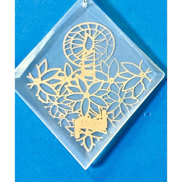 1997 Holiday Treasures Collectors’ Acrylic Lighted Candle Poinsettias Ornament - Picture 7 of 14